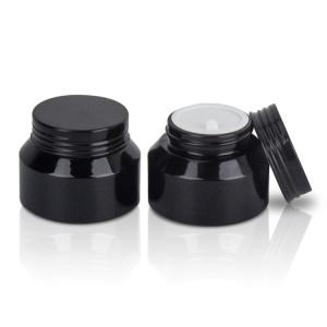 15g 30g 50g Empty Round Black Slant Shoulder Cream Glass Jar for Skin Care