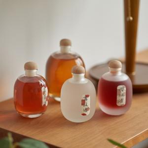 Empty matte Frosted Clear Glass Bottles With Cork