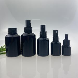 15ml 30ml 60ml 100ml 120ml Empty Round Black Slant Shoulder Cream Glass Jar for Skin Care
