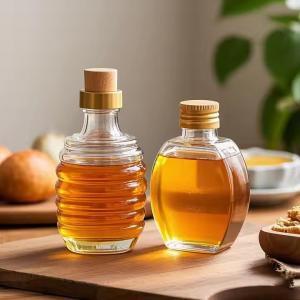 Factory Wholesale Honey Jar Empty Glass Storage Jar Round Shape with Wooden Lid