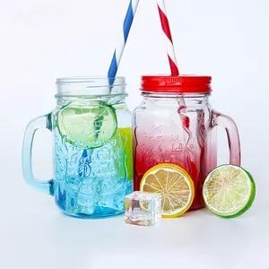 Hand blown glass handle cup Juice drink milk glass cup