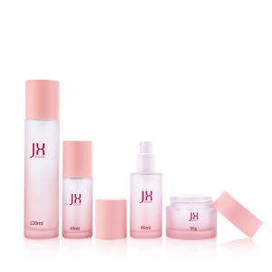 Custom Colored Cylinder Cosmetics Glass Packaging Face Cream Serum Skin Care Lotion Bottle