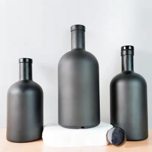 Top Selling Vodka Matte Black 50ml 100ml 200ml 375ml 500ml 750ml 1000ml Glass Bottle with Rubber Stopper