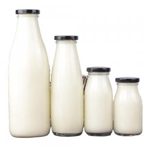 Wholesale glass milk bottle with metal lid