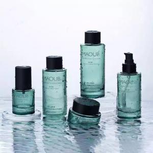 clear dark green amber matte and frosted glass bottle