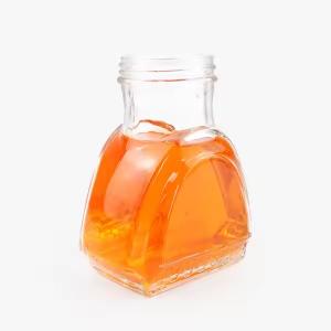 unique shaped honey food canning glass jar 300ml with screw plastic lid
